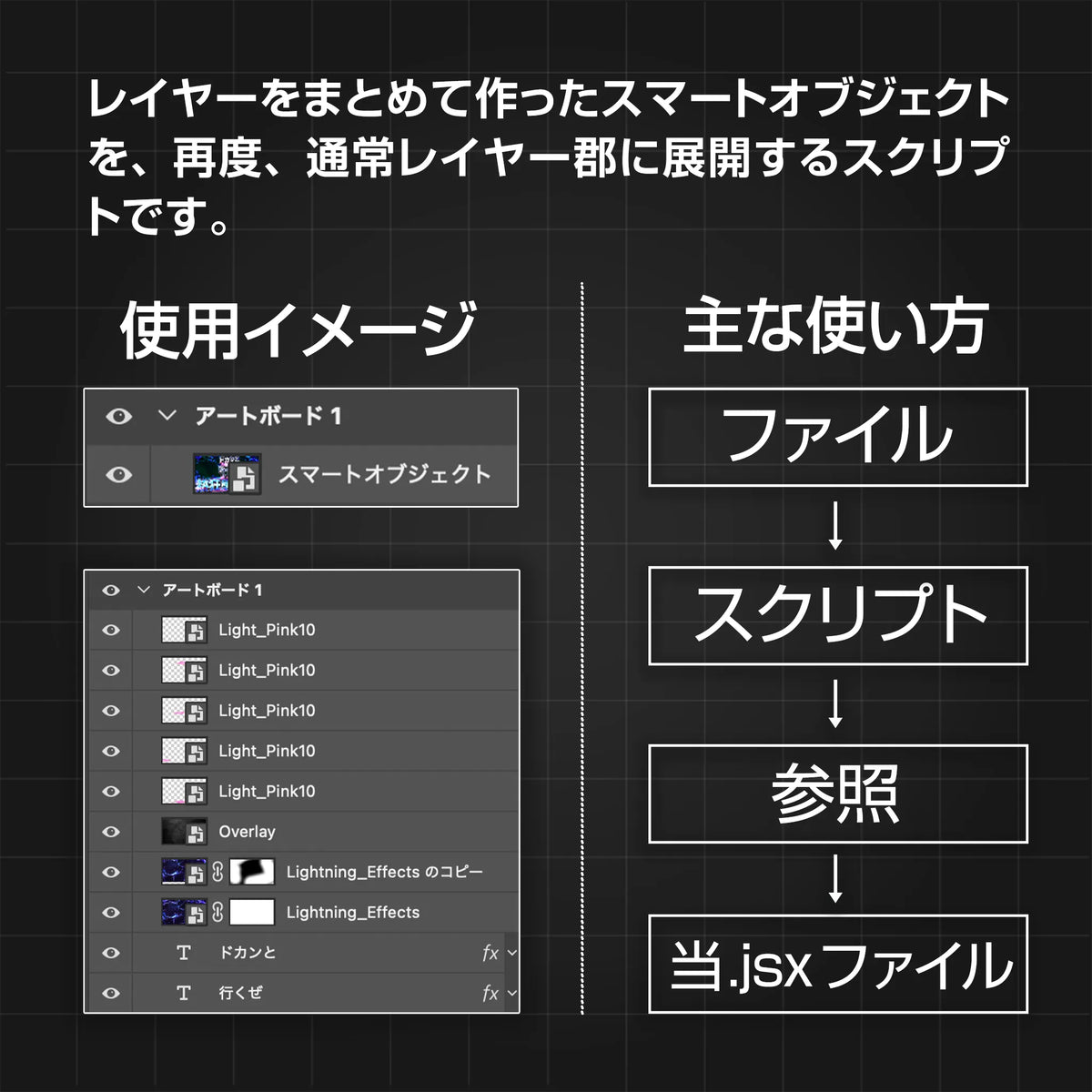 スマートオブジェクトを通常レイヤーに展開｜Photoshopスクリプト